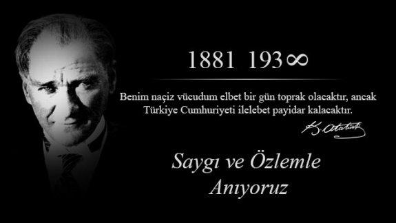 10 Kasım Atatürkü Anma Günü Mesajı
