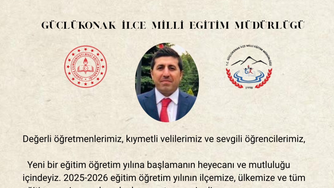 İlçe Milli Eğitim Müdürümüz Sayın Yunus BABAYİĞİT'in yeni eğitim öğretim yılı mesajı.